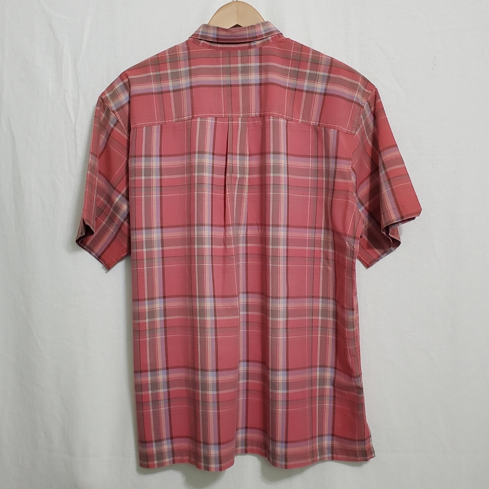 L.L. Bean Red Plaid Cotton Short Sleeve Button Front Shirt XL - Picture 4 of 4